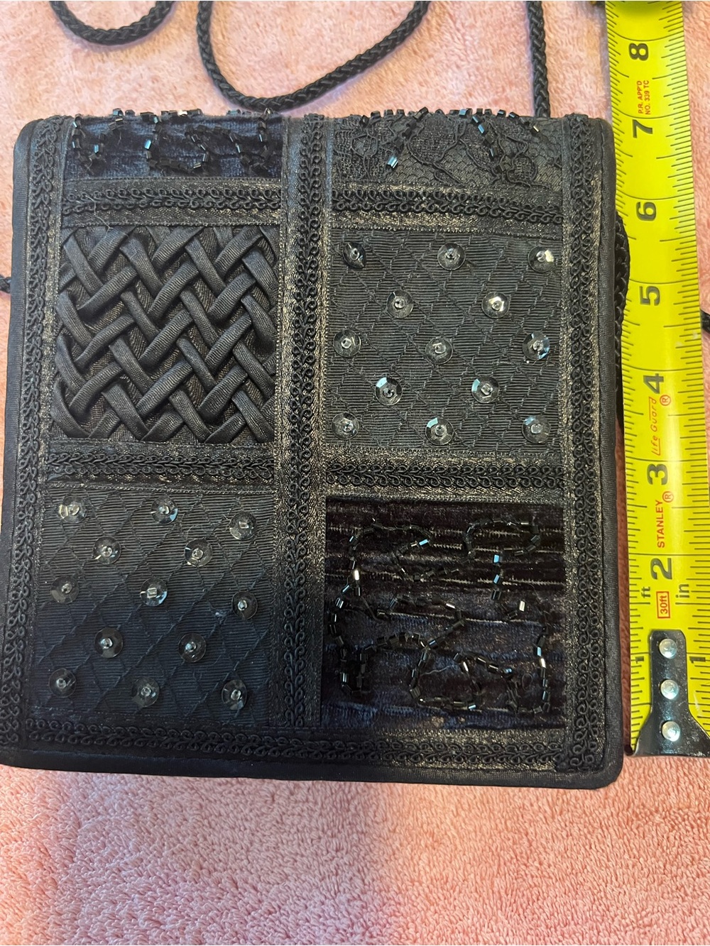 Bechamel Black Beaded Patchwork Crossbody Bag